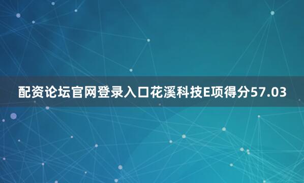 配资论坛官网登录入口花溪科技E项得分57.03