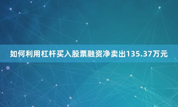 如何利用杠杆买入股票融资净卖出135.37万元